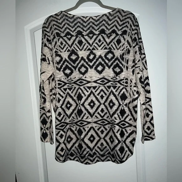 Ginger G Tribal Print Lightweight Sweater Size Large‎ Pullover Brown & Beige - Picture 2 of 10